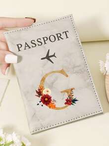 1pc A-Z 26 Letters Fashionable Letter Print Stylish Burgundy Passport Cover, Premium PU Leather Passport Wallet With Multi-Card Pockets For Credit Cards, Boarding Passes, And IDs, Compact And Portable Travel Essentials Organizer For Women, Men Graduation - Pink - View 109