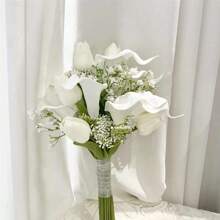 Artificial Calla Lily Bridal Bouquet, Wedding Bridesmaid Flowers, Bride Accessory
