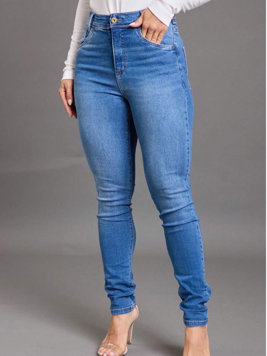 Women's Skinny Pants - 藍色 - 查看 1