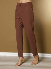 Tailored Set Elegant Set Set Of Palazzo Pants And Blouse - 棕色 - 查看 5