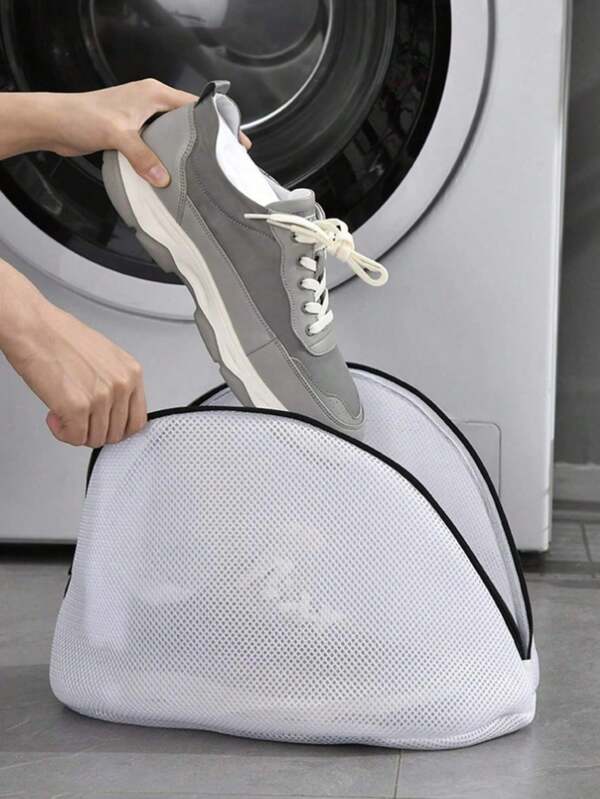1 pièce Sac à chaussures lavable extra large, sac de rangement de chaussures de voyage, sac de lavage portable avec fermeture éclair, sac de lavage de chaussures domestique - sac à linge en maille avec fermeture éclair, filet de protection pour machine à laver, sac de lavage de chaussures en polyester durable - protecteur de linge en maille pour chaussures de sport et vêtements délicats