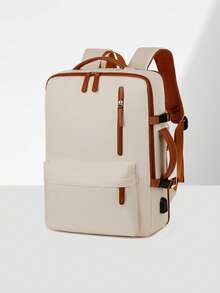 可扩展旅行背包，带衣物收纳袋，大容量多用途女士笔记本电脑背包 - 黑色，可调节肩带，多个隔层，尼龙材质，商务背包 | 可扩展口袋 | 有序收纳，时尚书包带铅笔袋 - 彩色 - 查看 12