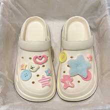 1 Đôi giày lười hình ngôi sao Teddy thời trang dễ thương hoạt hình thoáng khí cho nữ, thích hợp cho tiệc tùng, công sở và gia đình vào mùa hè - trắng - Xem 9