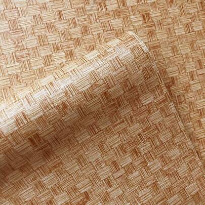 Retro Bamboo And Rattan Woven Appearance Self-Adhesive Vinyl Wallpaper - Detachable, Moisture-Proof, Drip Adhesive Wall Covering, Suitable For Furniture, Wardrobes, Glass Cabinets, Shapes And Stripe Styles