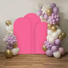 Rose Red Arched Background Cover, 5 Feet, 6 Feet, 6.6 Feet, 7.2 Feet Wedding Arch Cover 2 Side Spandex Accessories Fabric Arch Background Dome Arch Background Fabric For Birthday Party Wedding Arch Stand Decoration (Shelf Not Included, Fabric Background Only)