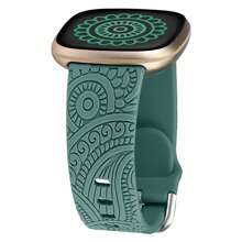 Banda compatible con Fitbit Versa 4/Versa 3/Sense 2/Sense. Correa de reemplazo suave con patrón floral lindo y elegante grabado para Versa, Sense/Sense 2/Versa 4/3 Smartwatch