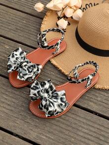 1 Pair Summer Teenage Girl Casual Outdoor Vacation Bow Decor Flat Sandals - Multicolor - View 1