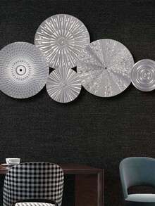 Moderne Eleganz, silberne geometrische Metallwandkunst - wiederverwendbar, stromloses Dekor für Wohnzimmer, Schlafzimmer, Büro und Hotel, TV, Badezimmerwand - 1 Stück - Übersicht 3