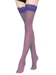 1 Pair, Sexy Woman Red Stockings, Lace Lace Thigh High Stockings, Black Knee High Stockings, Women's Hosiery, Knee High Stockings, Suitable For Daily, Dating, Party, Christmas, Halloween, Valentine's Day, Gifts For Women Girl's Items