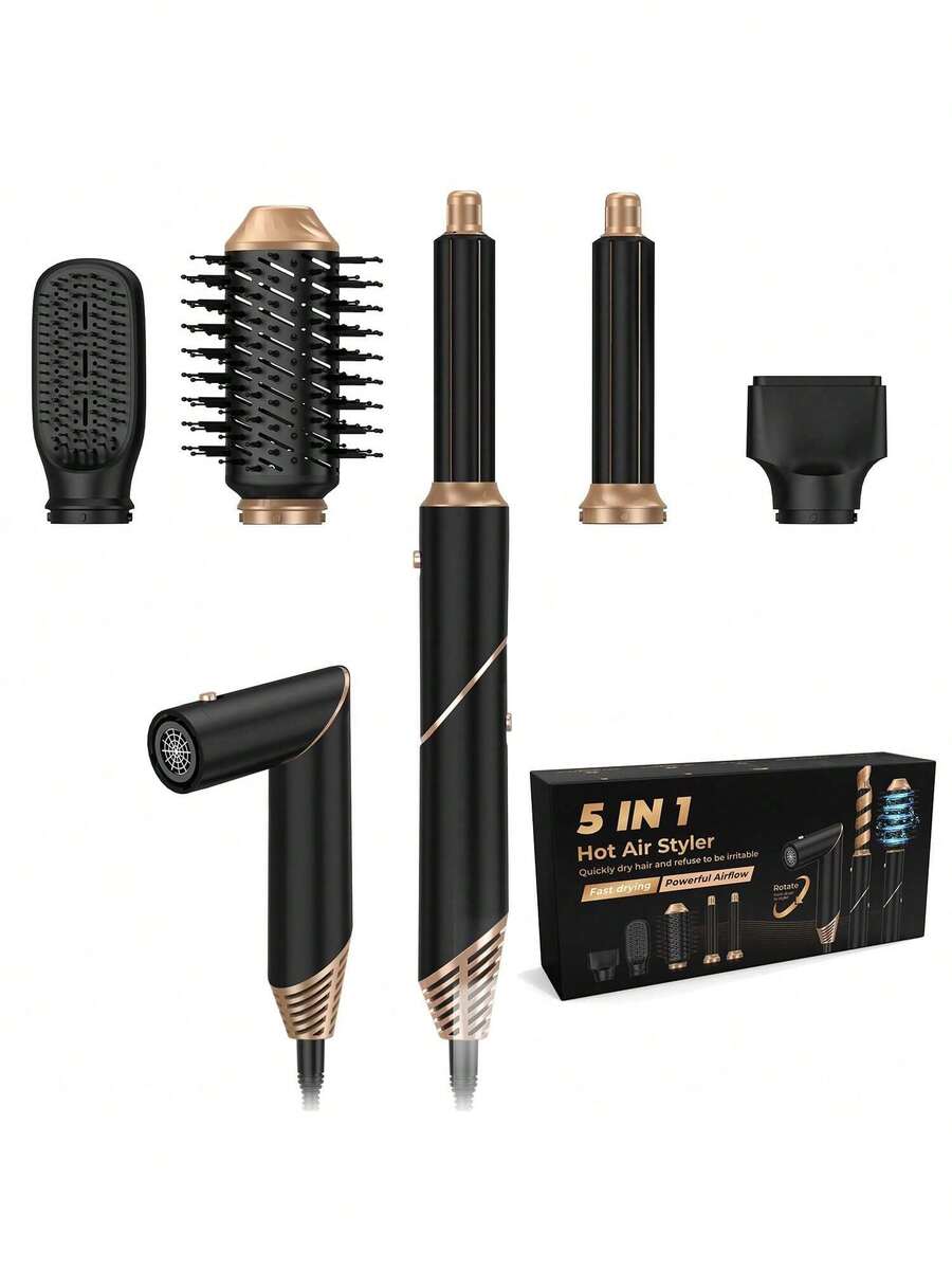 5-In-1 Electric Hair Brush, Portable Design Anti-Static Anti-Frizz, Create Smooth Hairstyle Anytime Anywhere - UK Plug(220-240V) - View 1