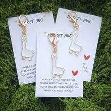 Funny White Alpaca Keychain Pocket Hug Card, Animal Lover Best Friend Gift Positive Gift Lucky Small Gift For Christmas, Birthday, Wedding, Valentine's Day, Mother's Day, Father's Day, Special Encouragement Token, Inspirational - White - View 1