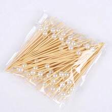 700 件/200 件/100 件/50 件/20 件/10 件金色/粉色/白色/银色一次性圆形竹签，创意串珠设计，适用于厨房、沙拉、婚礼、节日派对、聚会、生日派对 - 白色 - 查看 6