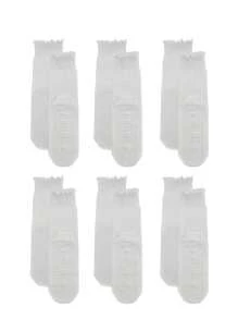 1Pair/6Pairs Solid Color Yoga Socks With Rolled Edges, Non-Slip Mid-Calf Socks For Indoor Fitness And Pilates, Seamless Sports Socks For Women