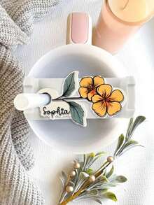 1pc Custom Accessions 30 40 OZ,Custom Flower&Name,Personalized Tumbler Name Plates,Gift For He She- Custom Name Tag For 30 40 Oz Tumblers, Tumbler Lid Topper - Ideal Cup ID Accessories Personalized Name Tag Compatible With Stanley Cup 30 40 Oz