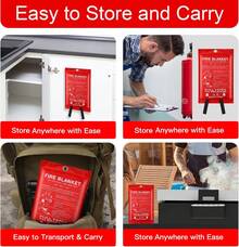 1/2/4-Pack Fire Blanket For Home And Kitchen – Heavy-Duty Fiberglass Flame Retardant Emergency Blanket, Essential Fire Suppression Tool For Survival, Safety, And Protection In Household, Kitchen, And Emergency Situations. - Red - View 7