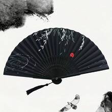 优雅复古花卉图案竹折扇 - 手工制作，高品质手扇，适合日常使用和文化活动 - 送给学生和传统主义者的理想礼物，竹子装饰 - 彩色 - 查看 6