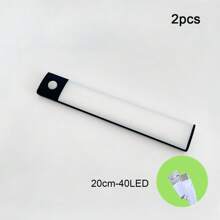 2pcs/Pack Motion Sensor Under Cabinet Light, LED Closet Lights , 3 Color Dimmable Magnetic USB Rechargeable For Kitchen Wardrobe Closets Counter Cupboard Stairs Corridor Shelf