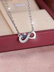 1pc Elegant & Unique Infinity Symbol & Heart Shaped Abalone Pendant Necklace, Gift For Lover, Birthday Or Holiday