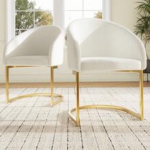 Upholstered Dining Chair, Ergonomic Design, Armrests, Breathable Fabric, Stable And , Perfect For Dining Room And Office - Apricot - View 2