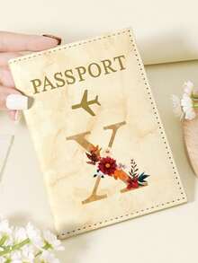 1pc A-Z 26 Letters Fashionable Letter Print Stylish Burgundy Passport Cover, Premium PU Leather Passport Wallet With Multi-Card Pockets For Credit Cards, Boarding Passes, And IDs, Compact And Portable Travel Essentials Organizer For Women, Men Graduation - Pink - View 102