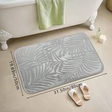 1pc/3pcs Set Light Gray Leaf Pattern Sponge High Resilience Absorbent Non-Slip Bathroom Floor Mat, Bathroom Decor Mat - Light Gray Leaves - View 7