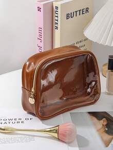 Large Capacity Translucent Make Up Bag Waterproof PU Leather Travel Toiletry Bag Pratical Cosmetics Storage Bag With Zipper Outdoor Travel Cosmetic Bag Portable Women's Clutch Pouch Storage Bag For Travel Essentials Organizer, Makeup Tools Organizer, Towel Organizer, Daily Organizer, Dorm Organizer, Beach Vacation, Jewelry Organizer, Lip Oil Organizer, Nail Polish Organizer, Cosmetics And Skincare Organizer - Multicolor - View 9