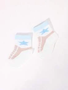 6 Pairs Little Blue Steps – Adorable Shoe-Style Baby Socks Short Socks Baby Needs 6-12 Months