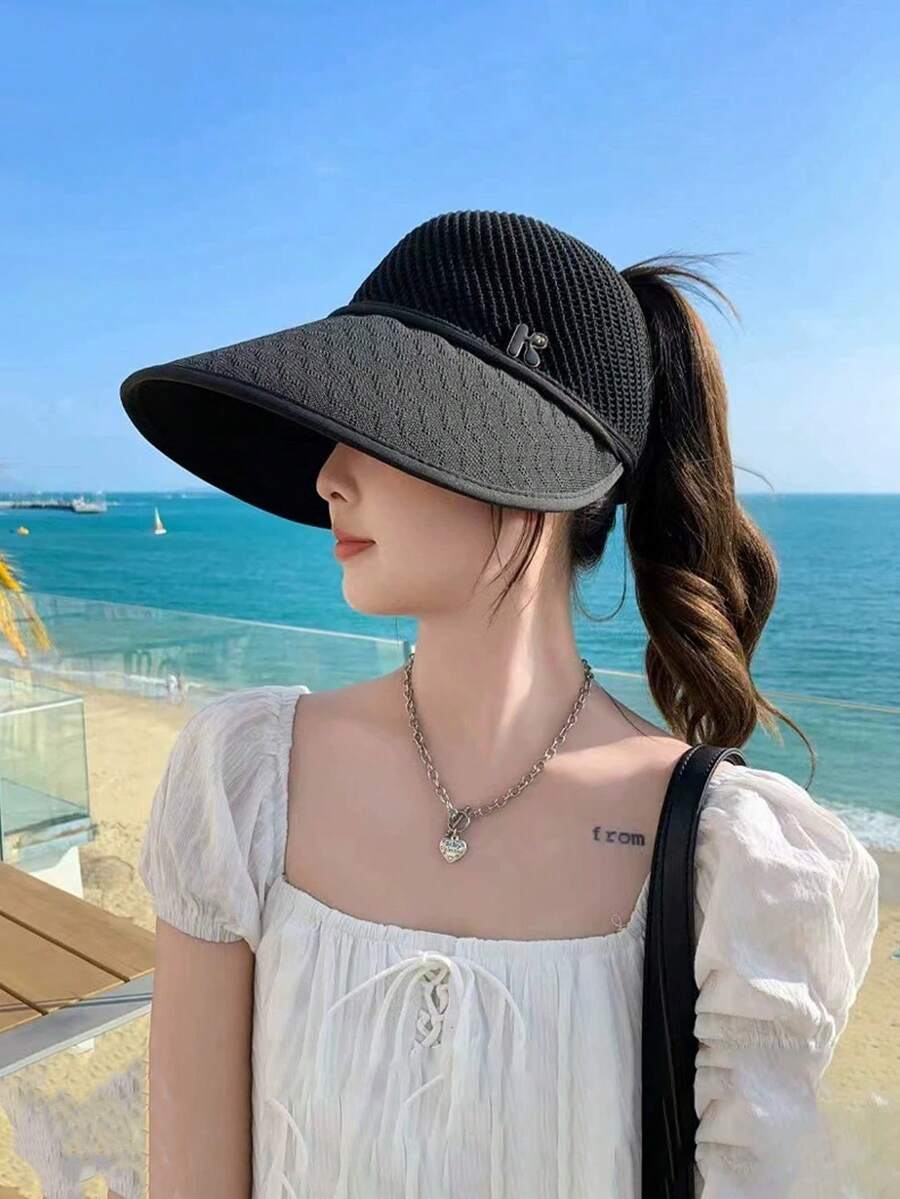 1 Pc Women's Oversized Sun Hat, Breathable & Versatile For Summer, UV Protection Riding Cycling Beach Hat With Large Brim - View 1