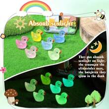 20/30/50/100pcs Mini Bright Resin Ducks, Colorful Glowing Small Duck Statues For Garden Decoration, Miniature Landscape Garden, Dollhouse Ornaments Garden Sculpture Landscape Decorations ,Mighty Ducks,Toys Adult,Tiny,Small Animal,