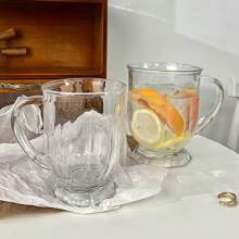 1 pieza Vaso de vidrio de gran capacidad de 480/650ML, estilo retro, ideal para jugo, café, leche - perfecto para el té de la tarde, regalos festivos, lavar a mano