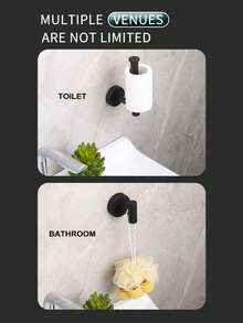1 Set Black Bathroom Storage Hooks - Round Towel Ring - Bathroom Hanging Hooks - Toothbrush Holder - Stainless Steel Storage Hooks - Toilet Paper Holder - Soap Dish - Black - View 11