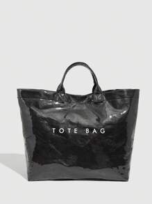 Large Capacity Fashion Transparent Jelly Tote Bag, PVC Waterproof Handbag Shopping Bag, Neutral Oversize Bag, Retro Casual Chic Tote Bag, Suitable For School/Workout/Travel