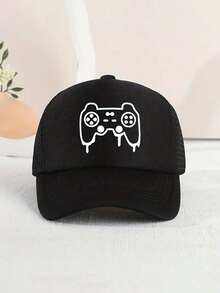 1 件装儿童透气防晒棒球帽，可爱游戏图案印花，泡沫网眼遮阳帽休闲运动太阳帽