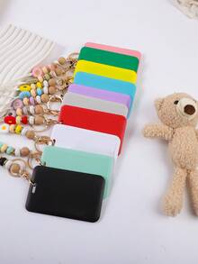 1 件雏菊硅胶珠挂绳钥匙扣，马卡龙纯色公交卡盒，官员身份证夹项链，送给朋友的礼物