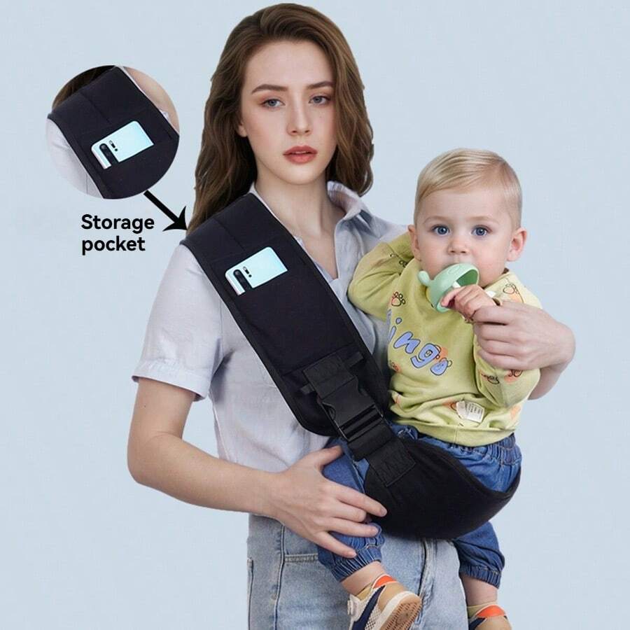 1 pièce Porte-bébé, couleur noire, longueur réglable, sac à dos de mode pour bébé convenant de 6 à 48 mois, toutes saisons - Noir - Voir 1