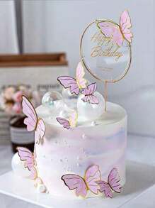 20/10Pcs Paper Butterfly Cake Decoration Ornament (10pcs In A Pack) - Comes With 10 Wires And 10 Glue Dots, Suitable For Butterfly Cupcake Topping, Women's Party Cake Decoration, Birthday Anniversary Cake Topping, Wedding Cake Decoration, Mother's Day Cake Topping, Mixed Size