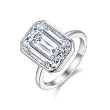 1pc 10x14mm Octagon Moissanite Ring, Fashionable & Elegant 925 Sterling Silver Plated 18K Gold, Prong Setting, Hypoallergenic Nickel-Free Design, Closed Size 5/6/7/8/9, Suitable For Engagement, Mother's Day, Wedding & Special Occasions, Comes With GRA Certification