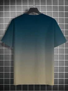 Plus Size Men's Ombre Lightning Print Fashion Short Sleeve Round Neck T-Shirt