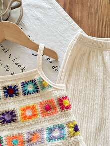 2pcs/Set Young Girl Casual Camisole And Wide-Leg Pants Set, Suitable For Party, Leisure, Holiday And Daily Wear, Summer - Apricot - View 5