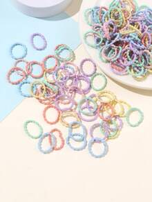 100 Children's Basic Colorful Small Hair Rings Suitable For Girls' Hair Rings Mother's Day Casual Daily Decoration - Multicolor - View 7