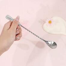 1PC High End Glass Crystal Rhinestone Long Handle Spoon, Coffee Spoon, Long Handle Serving Spoon, Ice Cream Mixing Spoon, Elegant Home Kitchen Utensil Accessory, Thick Design, Perfect For Use In Homes, Hotels, Bars, And Restaurants.,School Supplies