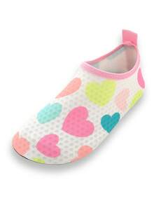 أحذية شاطئية خفيفة وقابلة للتنفس بتصميم قلبي وردي جميل للبنات للاستخدام في الشاطئ والمحيط والسباحة وممارسة الرياضات المائية - وردي - مشاهدة 9