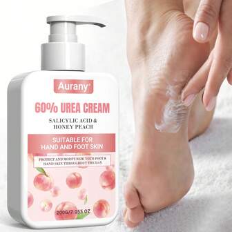Crema de urea con melocotón y miel al 60% para pies + 2% de ácido salicílico, crema de urea, regalos para fiestas de Halloween y Navidad, crema de pies de urea para pieles ásperas, gruesas, secas y agrietadas, suaviza y humecta la piel, apta para pies, rodillas y manos, protege y hidrata la piel de los pies y las manos - 200G.