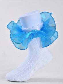 1/6 Pairs Toddler Girls Ruffle Trim Fashion Style Socks - Multicolor - View 7