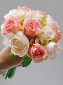 12 Artificial Rose Hand-Held Flowers, Multi-Color Simulated Silk Roses, Used For Parties, Home Proposals, Weddings, Brides, Wedding Decorations