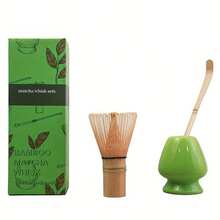 3PCS Matcha Set Bamboo Whisk Tea Spoon Ceramic Fittings Matcha Whisk (Chasen) Tea Spoon And Scoop (Chashaku) Tea-Making Tools Back To School - A - View 15