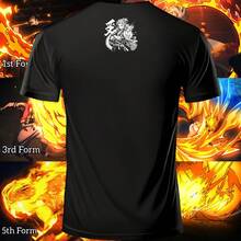 Playera Unisex con Estampado de anime Kimetsu no Yaiba Rengoku  | Diseño Urbano y Comodo | Streetwear, Festivales y Uso Diario | Algodón Peinado y Corte Holgado  | Ideal para Outfits Casuales, Fiestas o Regalos | Hombre y mujer - Negro - Ver 2