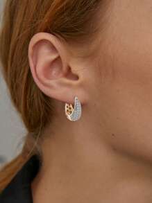 Pendientes de aro de zirconia cúbica hipoalergénicos, color dorado, elegantes y clásicos para mujeres, adecuados para uso diario, regalo de cumpleaños