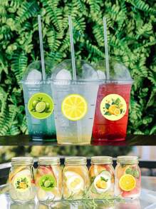 Rollo de 500 piezas de pegatinas de limón con diseños de dibujos animados, 8 diseños en amarillo y verde, con forma de fruta adorable, pegatinas autoadhesivas para sellos, regalos, sobres, tarjetas, fiestas, manualidades de scrapbooking, decoraciones, calcomanías de PVC