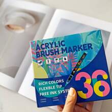 12/24/36/48 Colors Direct Liquid Soft Head Acrylic Marker Pen, Acrylic Paint Pens For Wood, Canvas, Stone, Rock Painting, Ceramic Surfaces, Chritmas Card Making Back To School